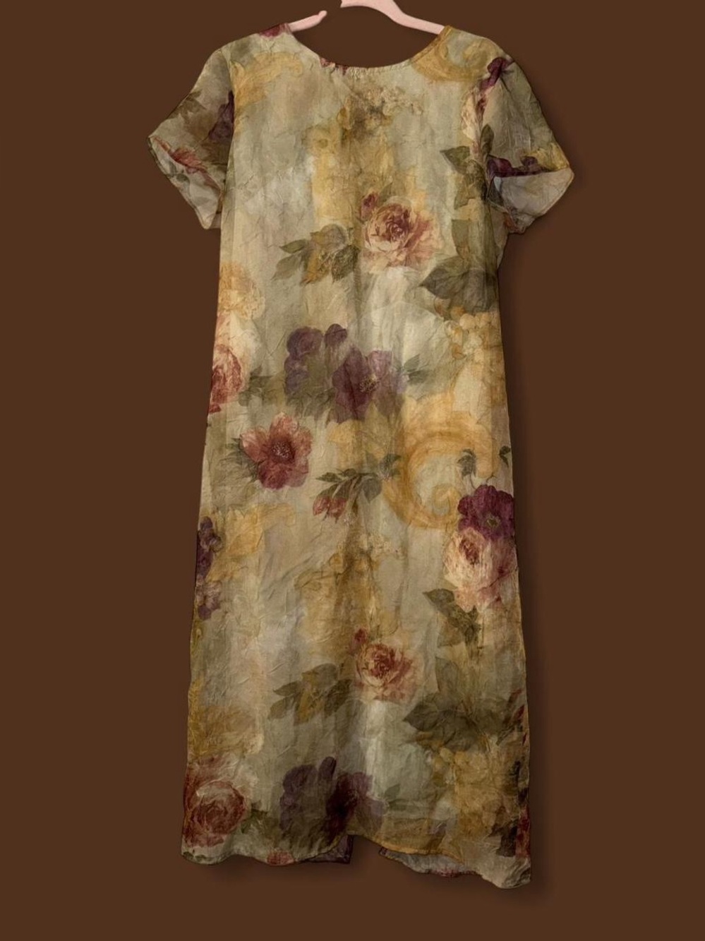 Vintage 90s Cottage core brown floral maxi dress
